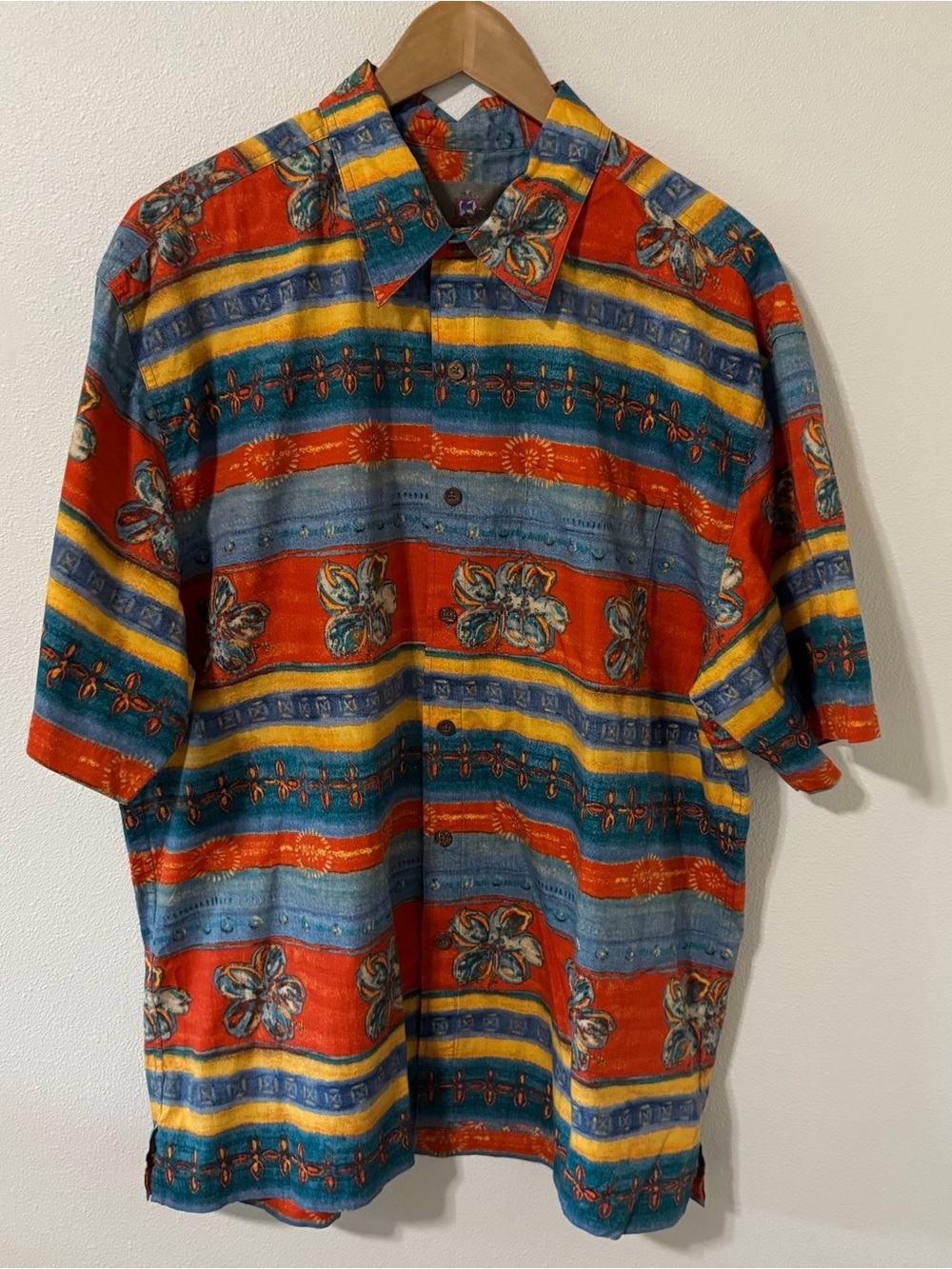 Territory Ahead Southwestern Floral Short Sleeve Camp Shirt Red Yellow Blue-XXL
